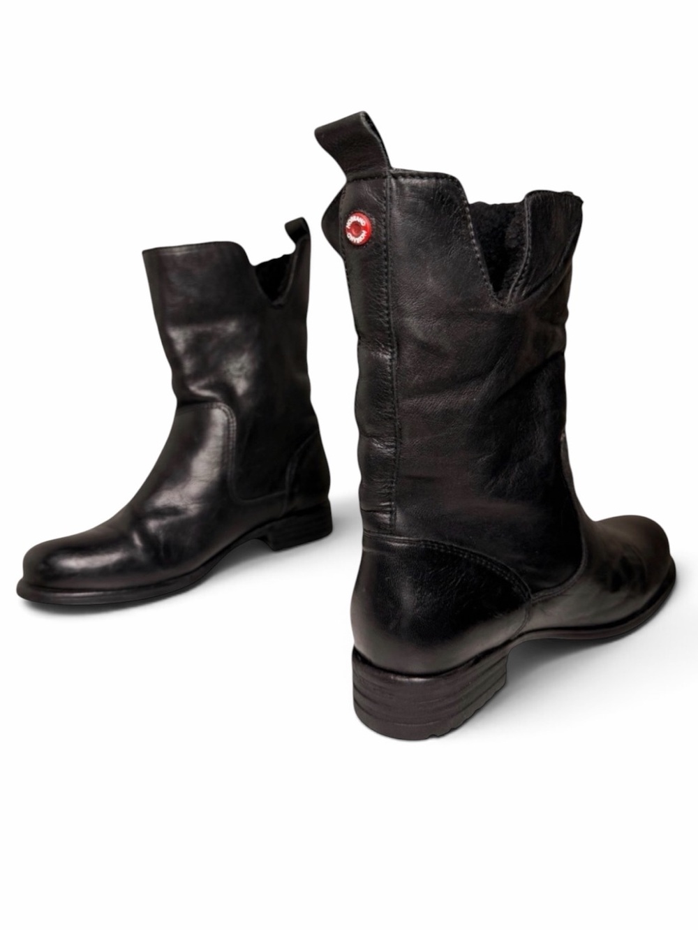 Nobrand Black Leather Wool Lined Mid Calf Boots EU 37 US 6.5 Portugal
